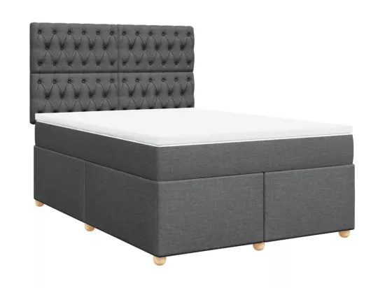 Sommier à lattes de lit avec matelas Gris foncé 140x190cm Tissu
