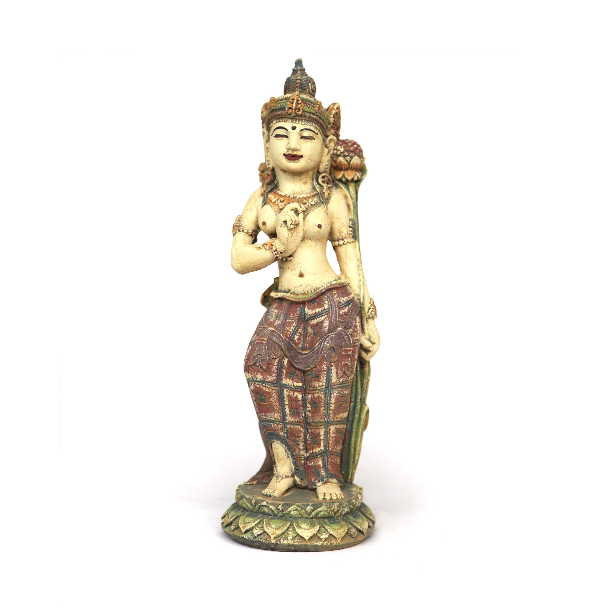 Steinfigur 'Tara Göttin mit Lotus', multicolor, H 40 cm, B 14 cm, T 14 cm von fischer's lagerhaus
