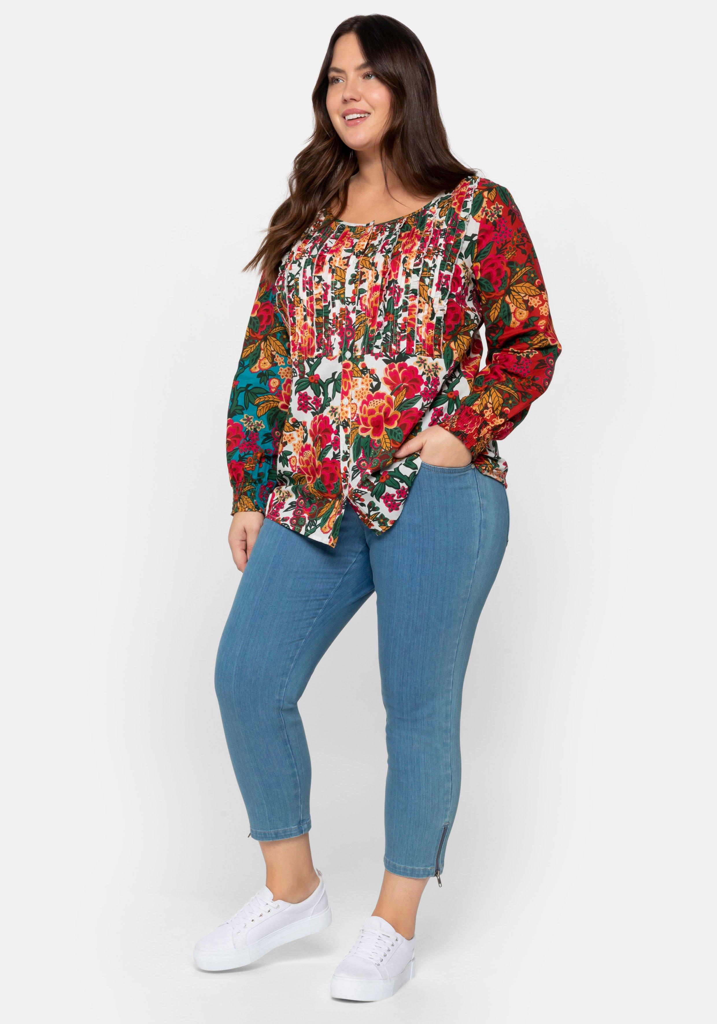 Schmale 7/8-Jeans mit Zipper am Saum