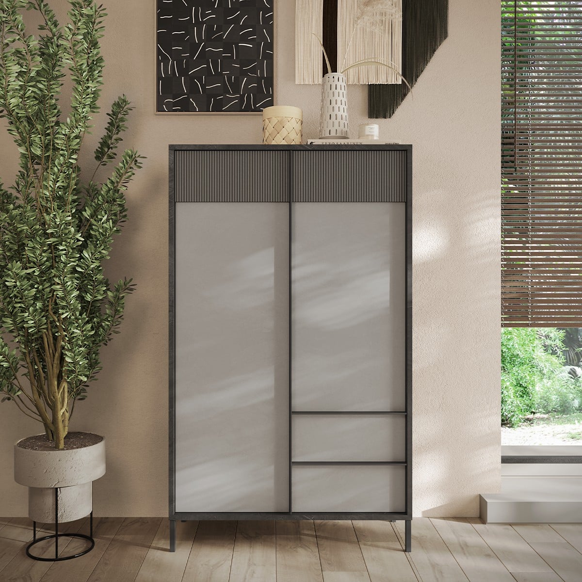 Calicosy - EVEREST Dressoir - H177 cm - Kleigrijs
