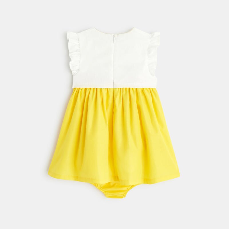 Robe de fête irisée et bloomer jaune bébé fille Jaune
