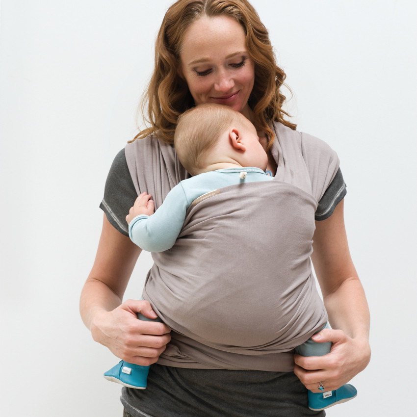 Porte-bébé Tricot Slen en coton bio taupe