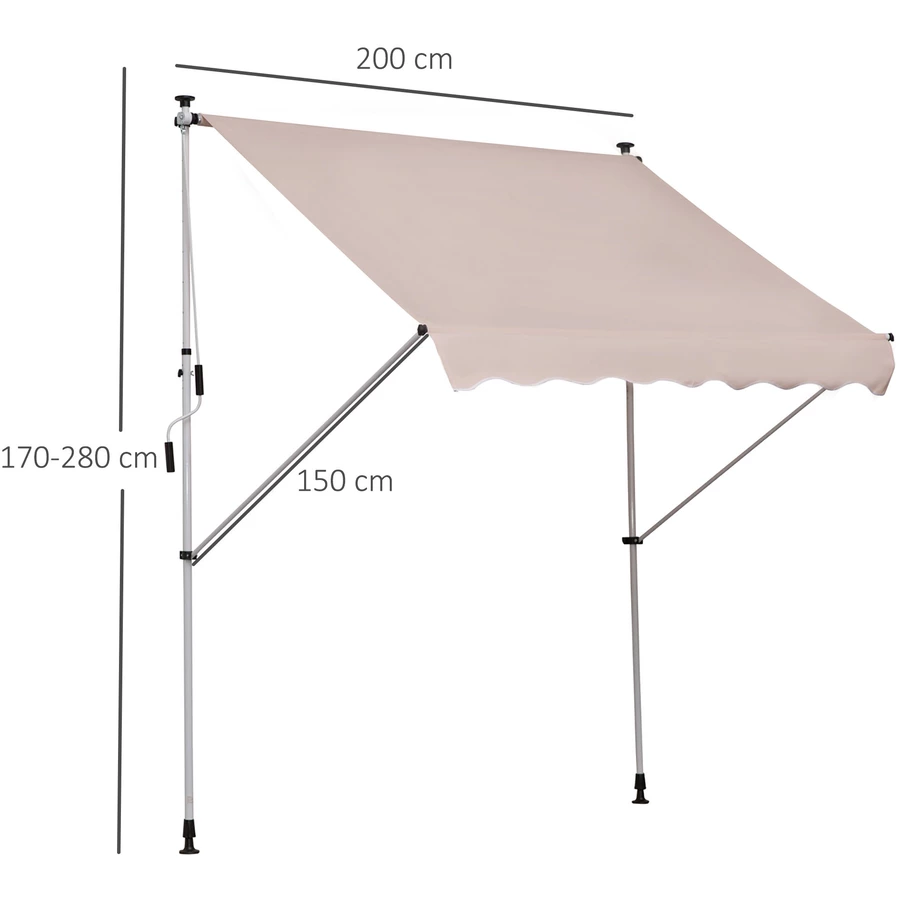 Outsunny Klemmmarkise mit Handkurbel beige