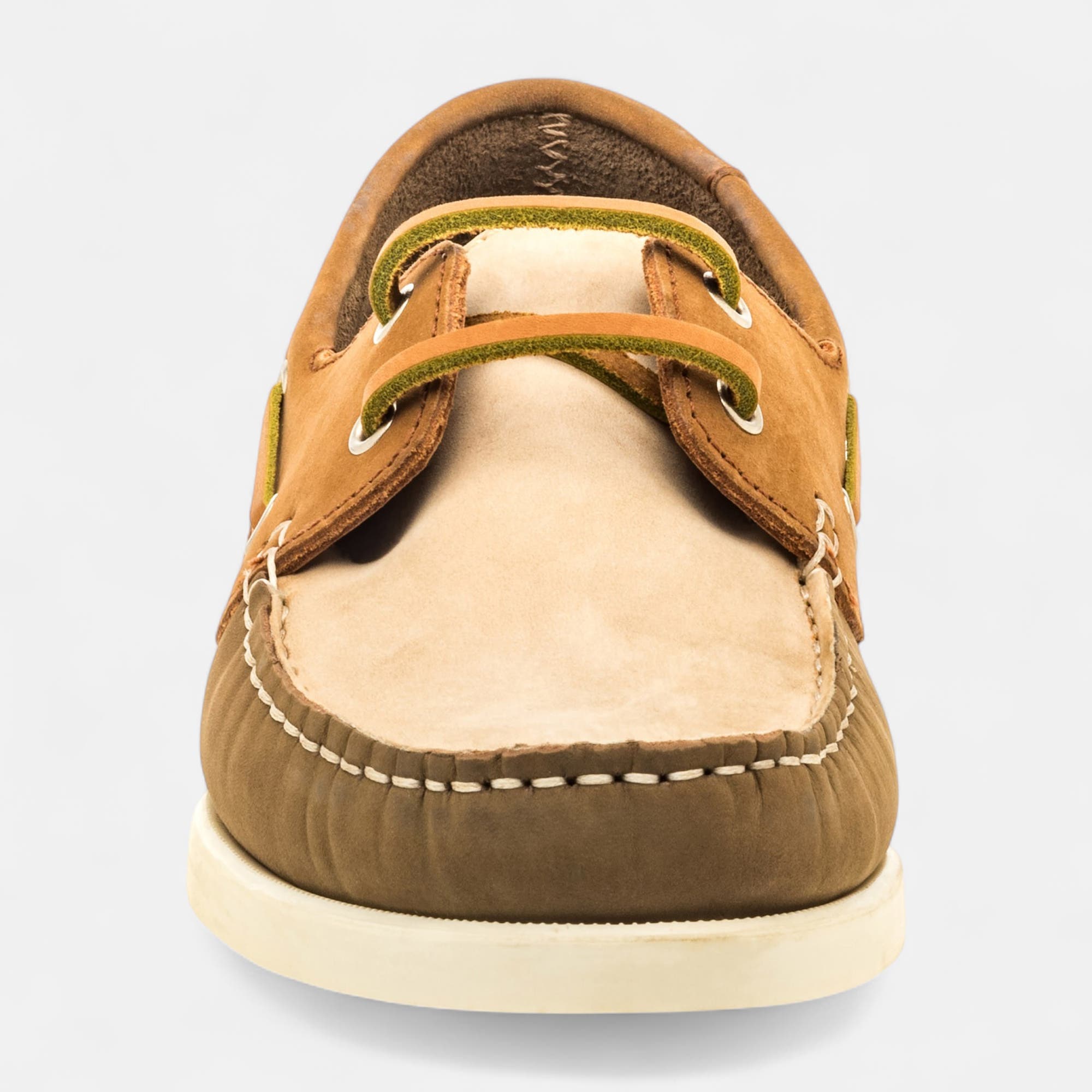 Chaussures bateau Homme en cuir kaki