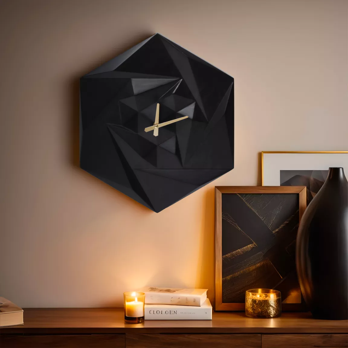 Horloge murale en bois (D45 cm) Fidji Noir