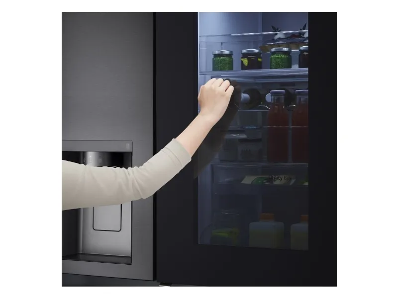 LG GSXV91MCAE - Køleskab/fryser - side ved side med vanddispenser, isdispenser - Wi-Fi - bredde: 91.3 cm - dybde: 73.5 cm - højde: 179 cm - 635 liter - Klasse E - matsort