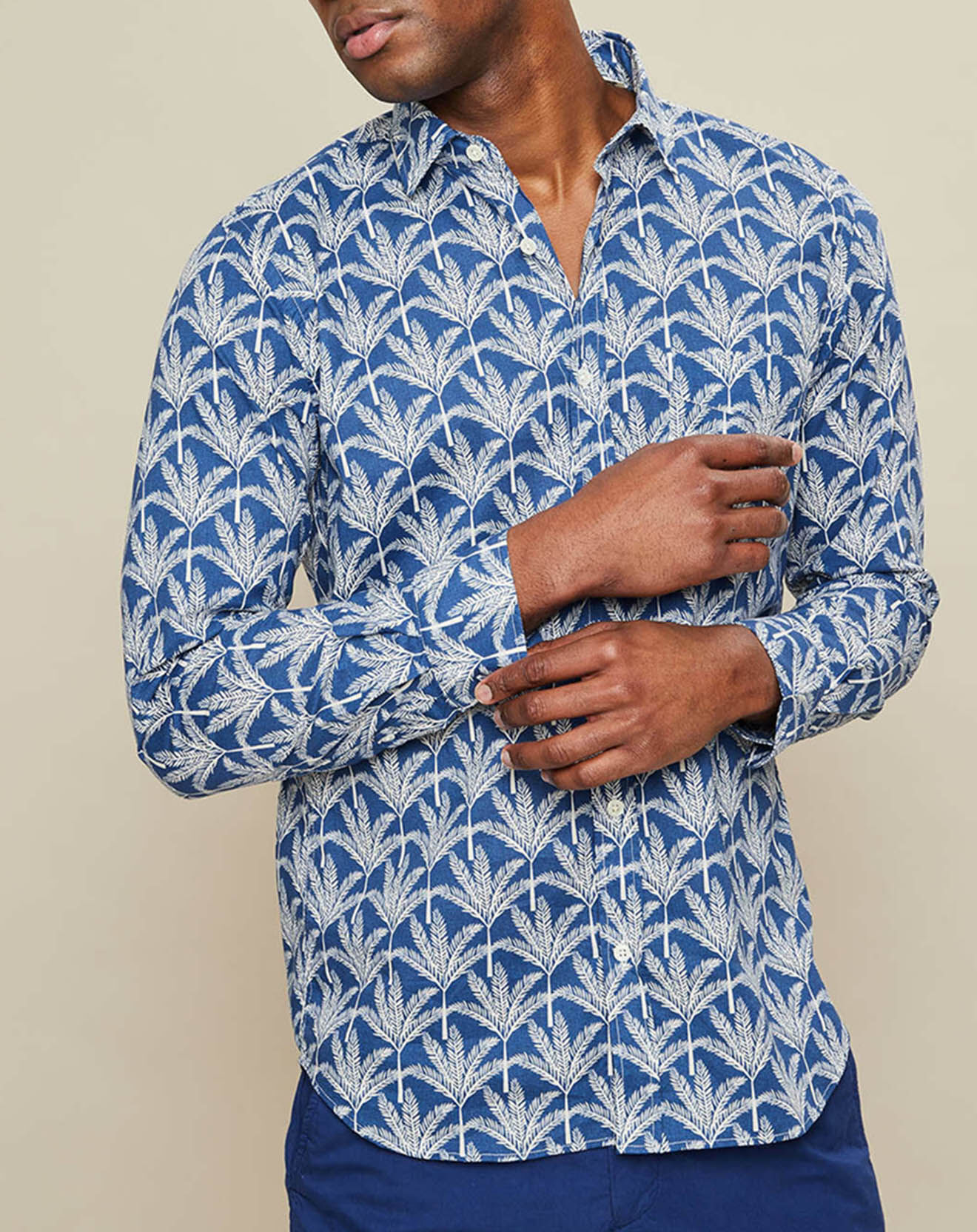 Hartford Chemise slim Storm imprimée blanc/bleu