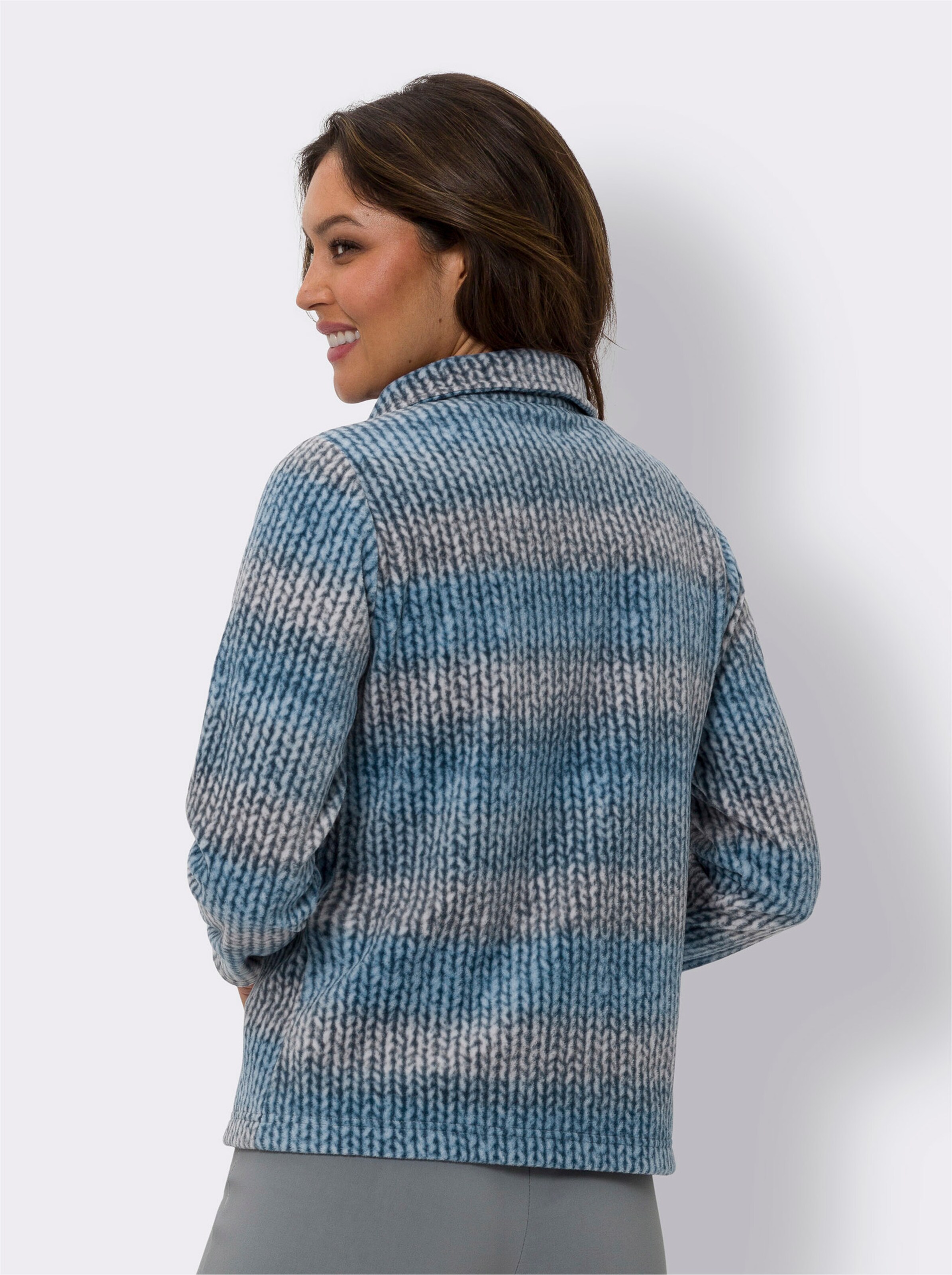Fleeceshirt in Strick-Optik