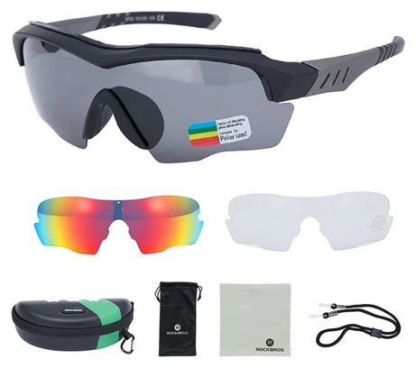 Lunettes de Soleil de Sport Polarisées à Lentilles Amovibles - gris
