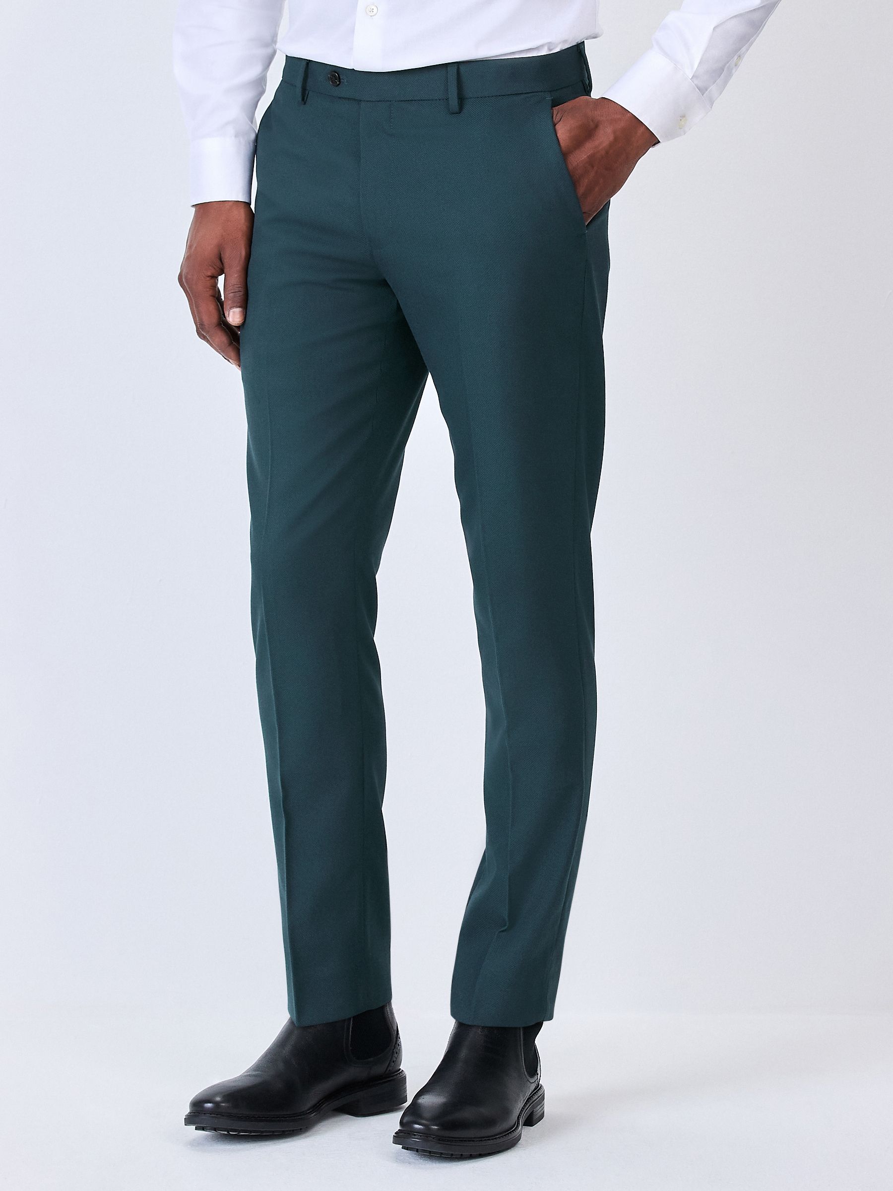 Blauwgroen - Slim Fit - Kostuum met textuur: broek