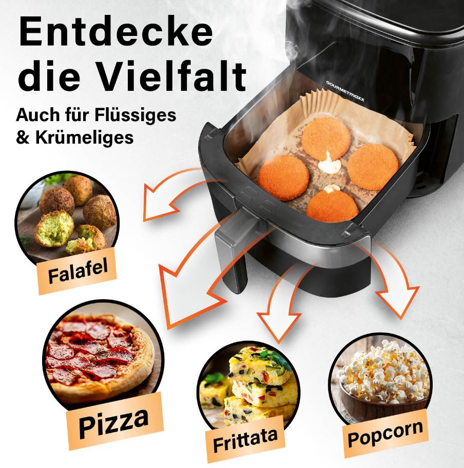 GOURMETmaxx Backpapier-Schalenfür Heißluft-Fritteusen 50er-Set 23x23x4,5cm braun