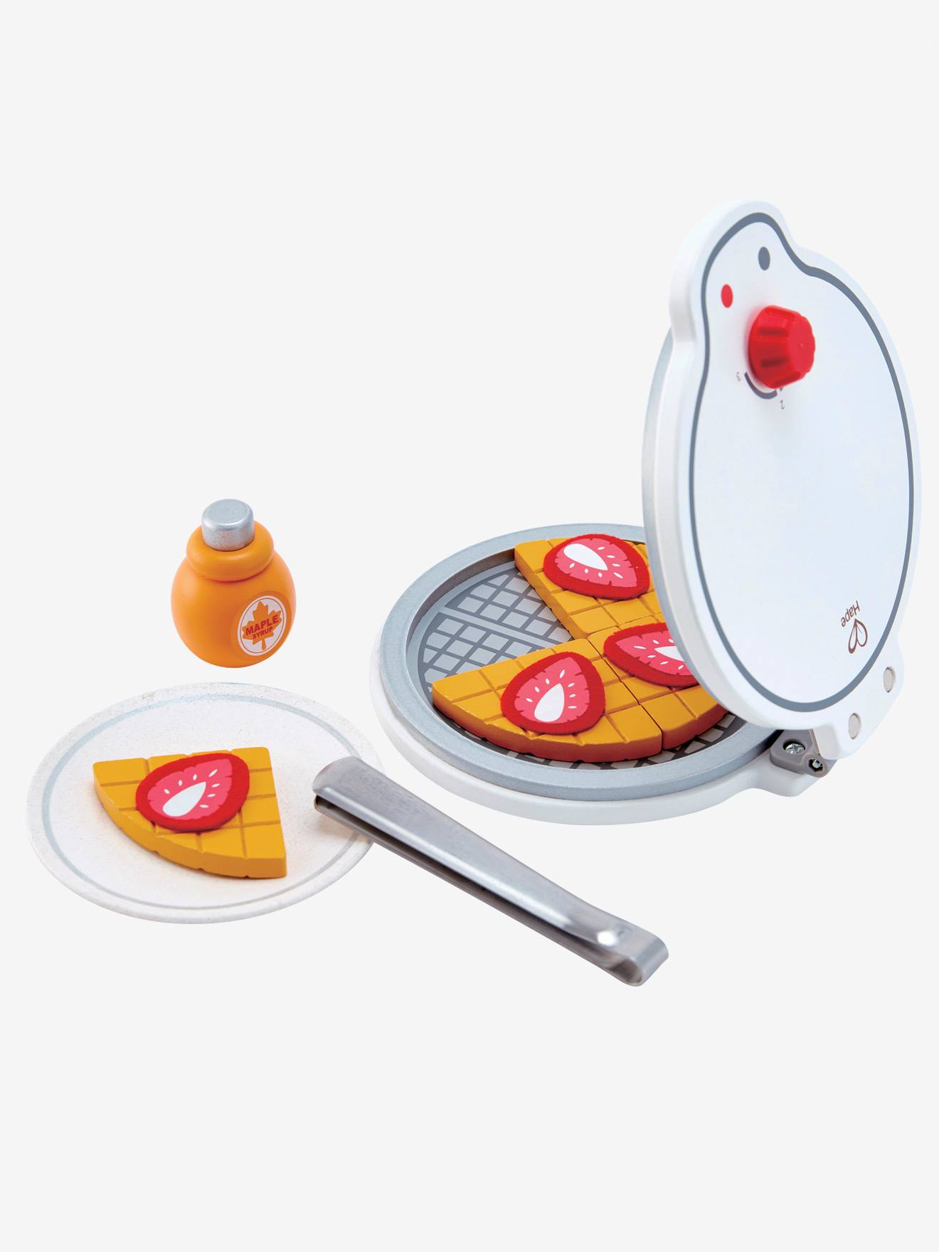 Máquina de waffle branca e acessórios de madeira HAPE média branca lisa com motivos