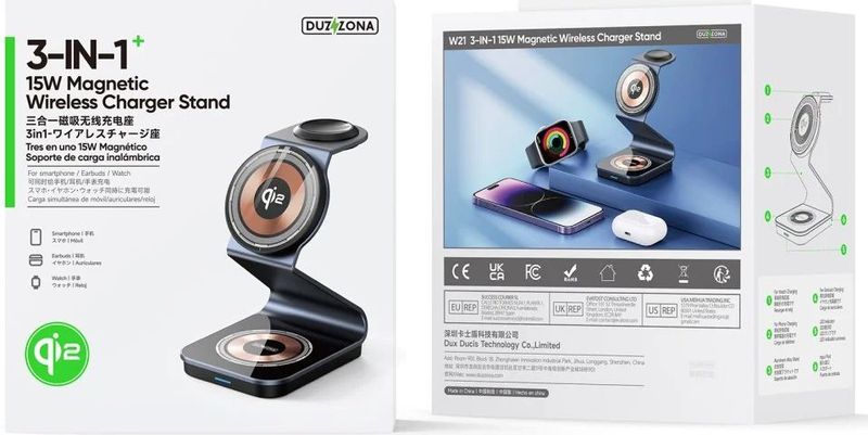 Duzzona - 3-in-1 MagSafe Oplader - Wit - Geschikt voor iPhone, AirPods en Apple Watch
