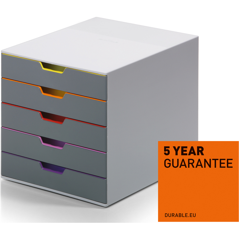 Durable Schubladenbox Varicolor 5, grau/mehrfarbig