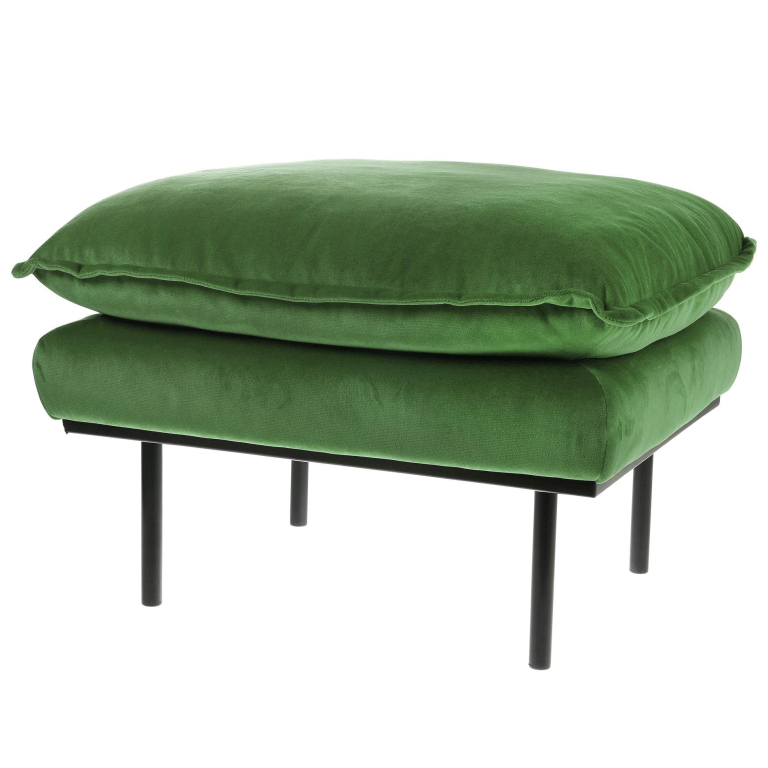 HKliving Retro hocker royal velvet, green