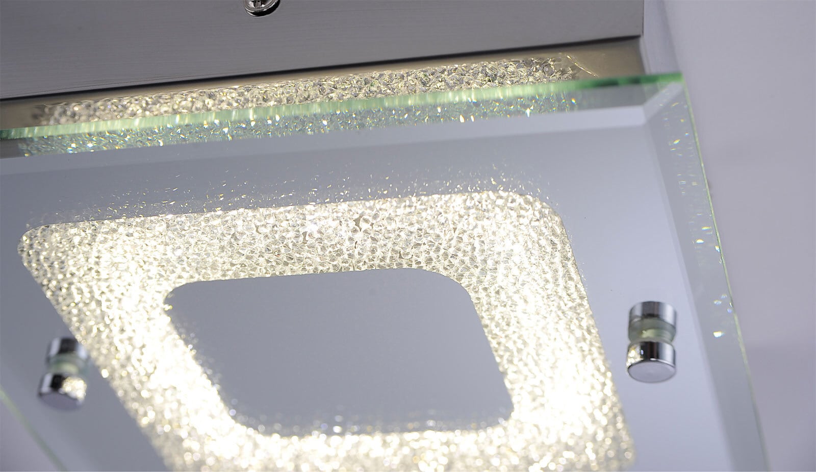 LED Deckenleuchte Lisa chromfarbig 18x18cm 5,8cm Metall Kristallglas