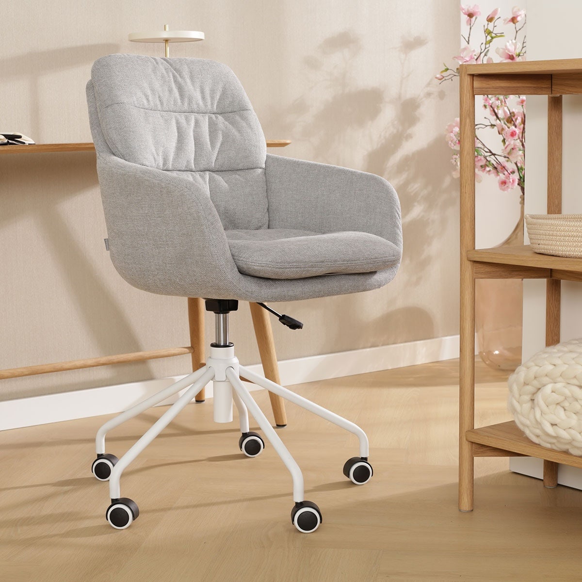 Nolon Nout-Mia Bureaustoelen Set van 2 - Grijs - Wit Onderstel
