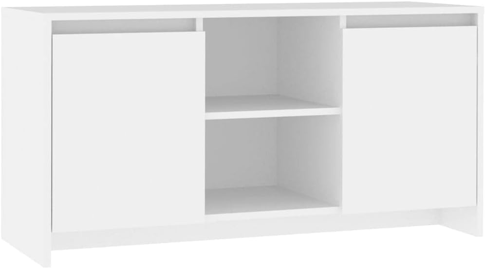 vidaXL TV Schrank mit Türen Fächern Lowboard TV Möbel Sideboard Fernsehtisch Fernsehschrank HiFi-Schrank Weiß 102x37,5x52,5cm Holzwerkstoff