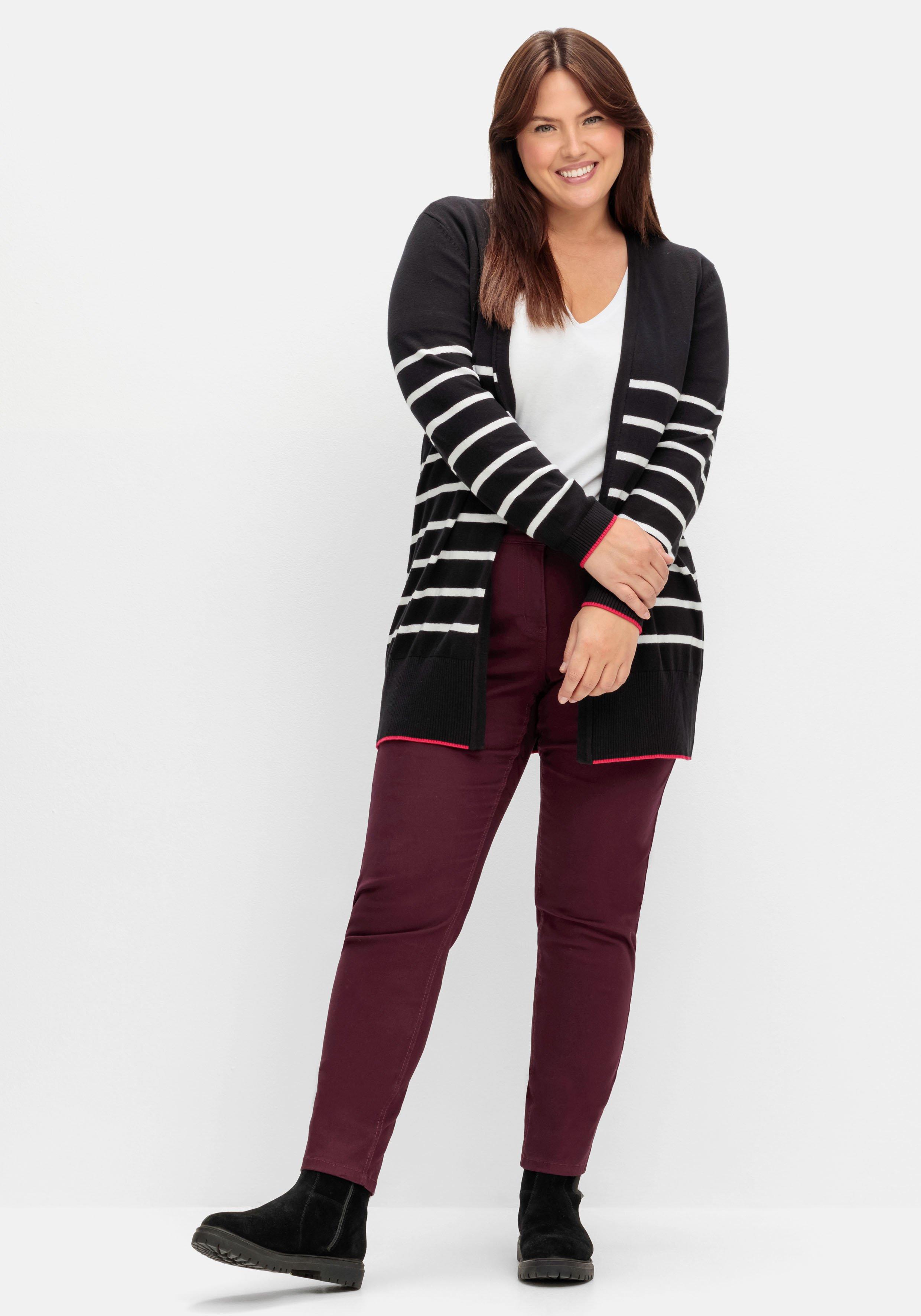 Strickjacke mit Streifen und V-Ausschnitt