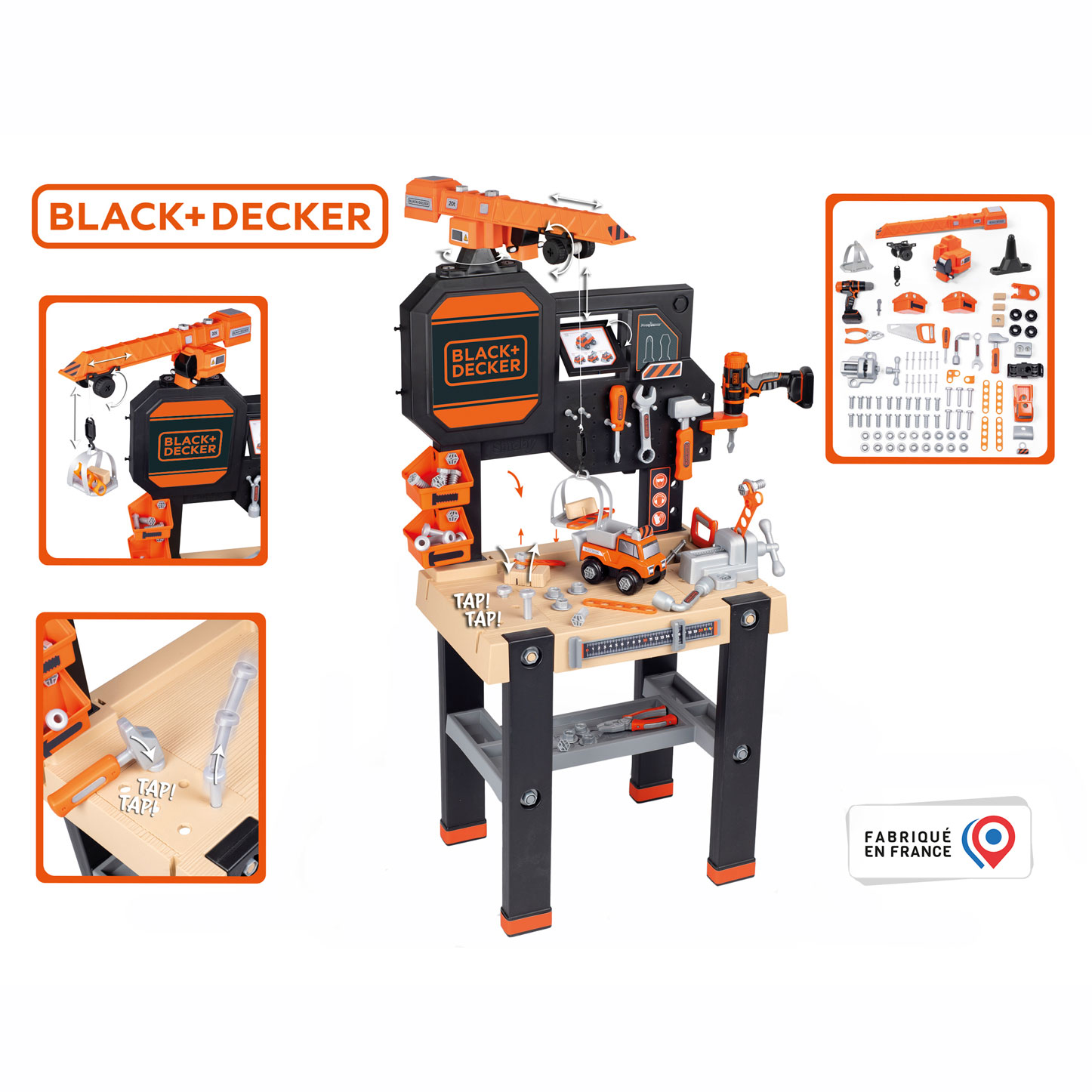 Smoby Black & Decker Speelgoedwerkbank met Kraan, 94dlg.
