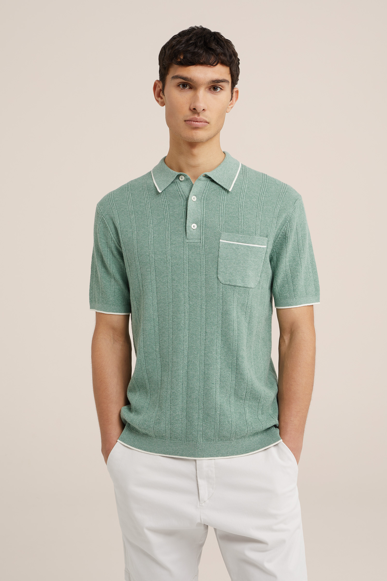 polo met structuur WE Fashion Lichtgroen