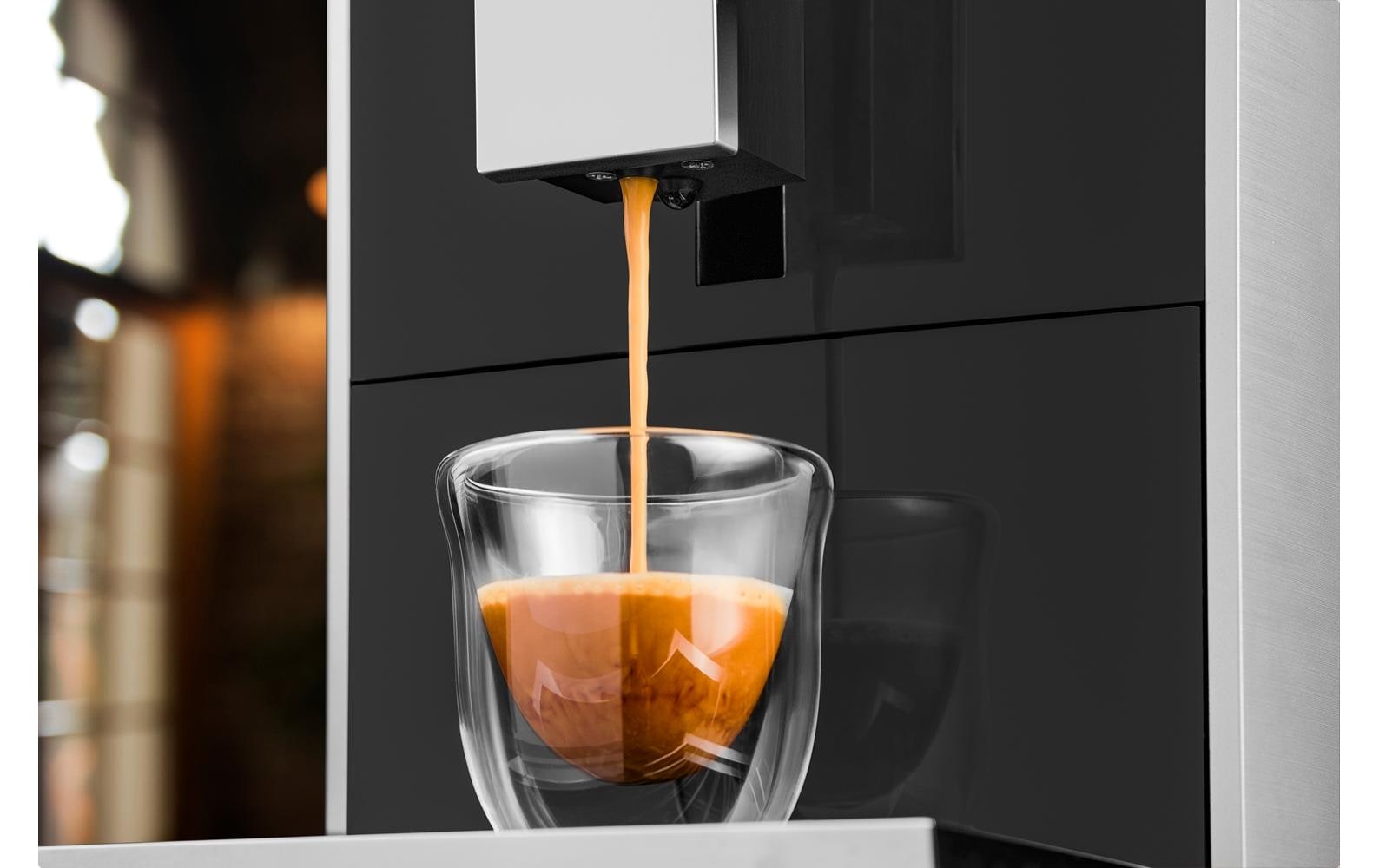 Kaffeevollautomat Crema One Touch Schwarz/Silber<br>Kaffeemaschine mit Siebträger