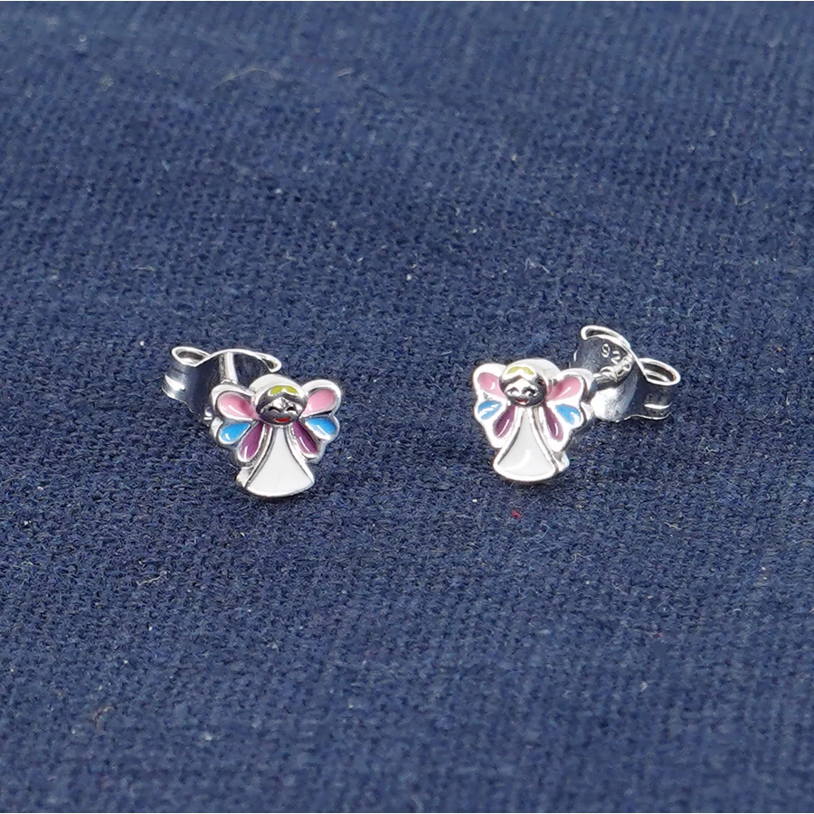 trendor Kinder-Ohrringe Silber 925 Schutzengel Ohrstecker silver
