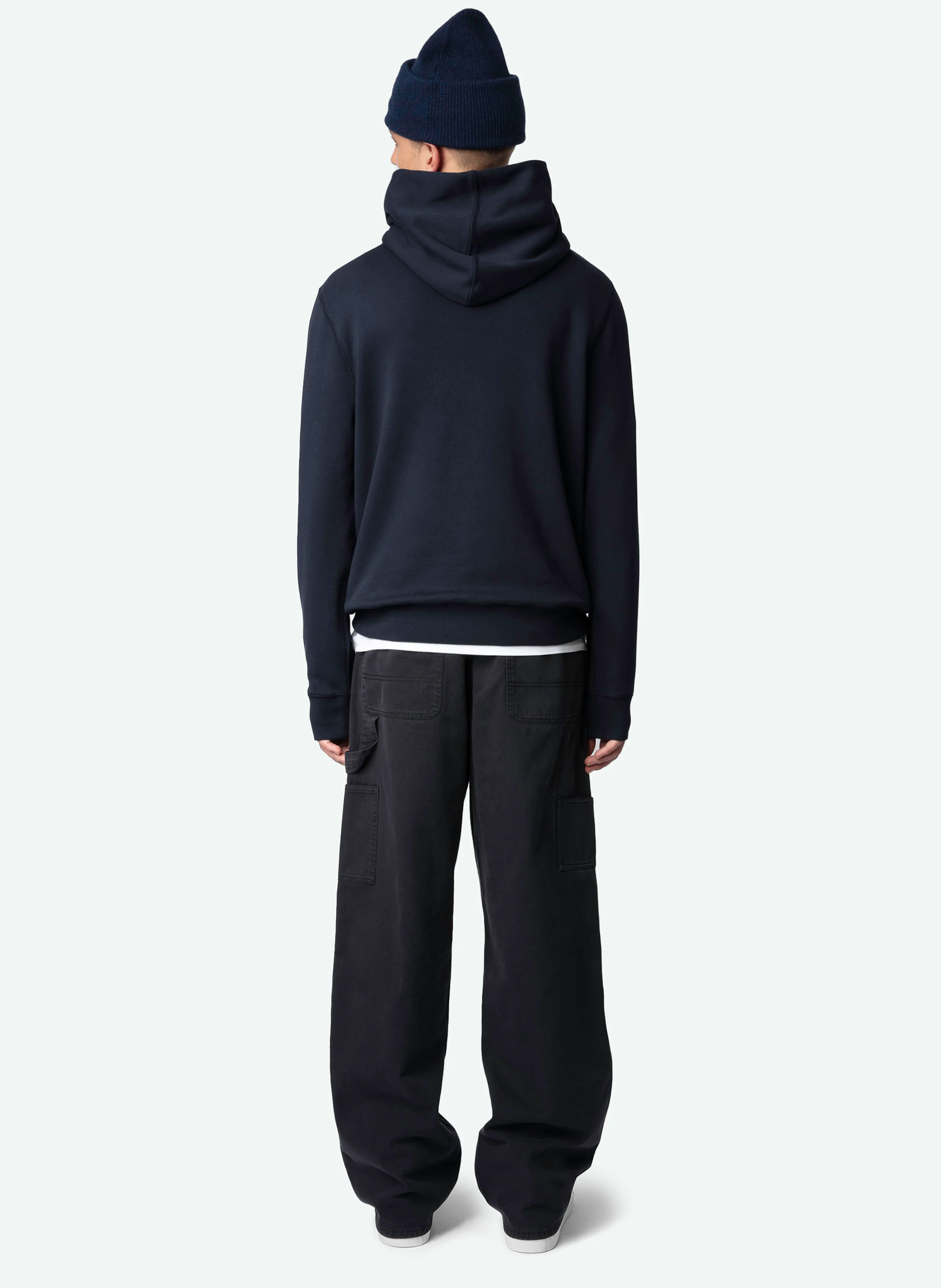 SANCHI - Sweat à capuche brodé en coton bio | Bleu