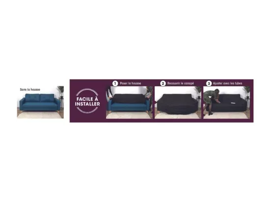 Housse Extensible Canape Trois Places Noir