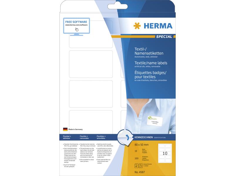HERMA Namensetiketten  4587 80 x 50 mm, Weiss Namensetiketten ablösbar