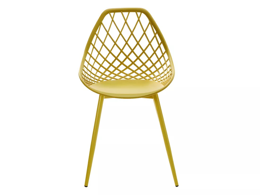 Lot de 2 chaises de jardin en polypropylène avec pieds en métal - Jaune moutarde - MALAGA de MYLIA