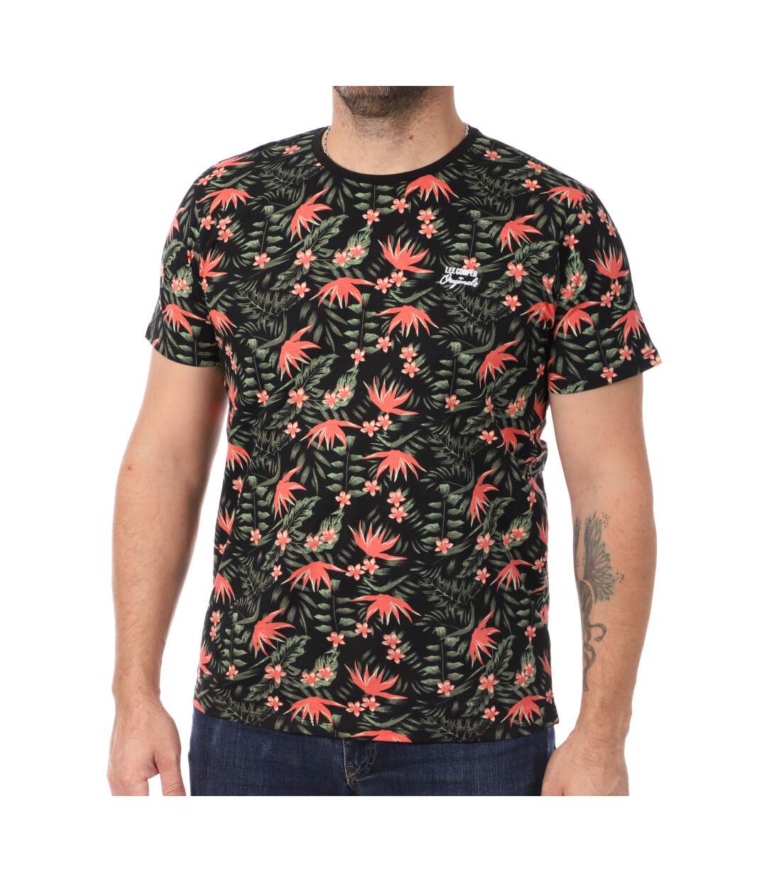 T-shirt Noir/Rouge Homme Lee Cooper Oano