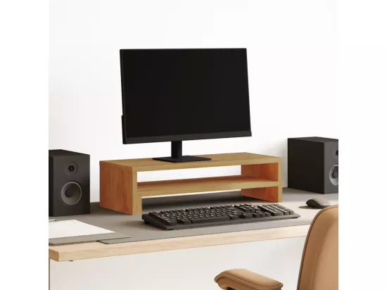 Support de moniteur chêne artisanal 54x22x15 cm bois ingénierie