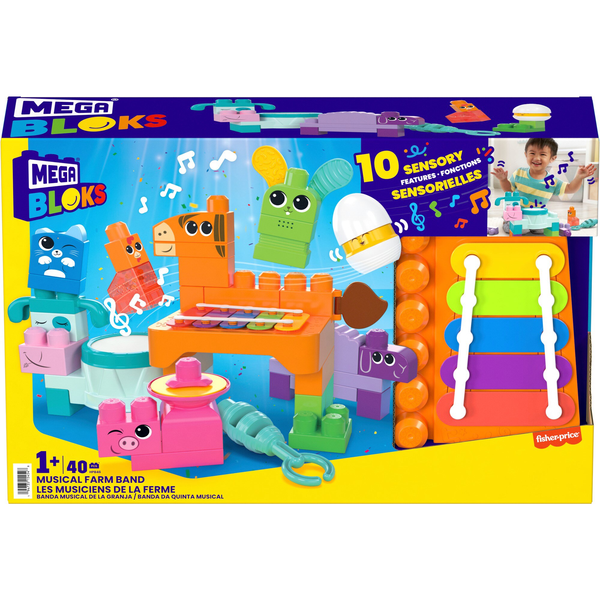 Mattel Konstruktionsspielzeug MEGA BLOKS Musikspaß Bauernhoftiere