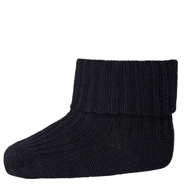 MP 589 Wool Socks Rib 08 Black - Mp Danmark → Luksusbaby.dk