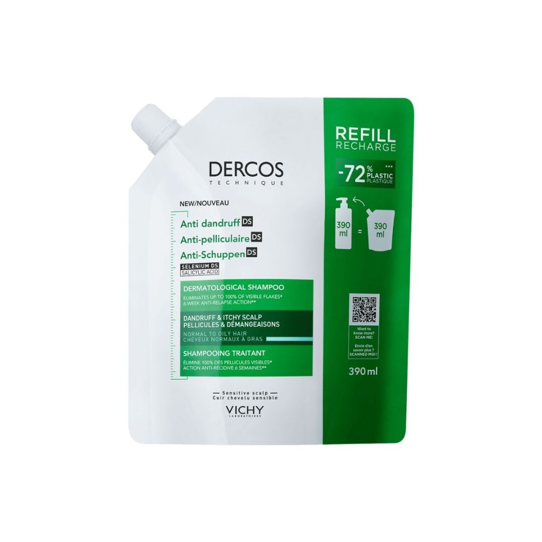 DERCOS  Champô Anticaspa DS Recarga para Cabelos Secos - 390ml