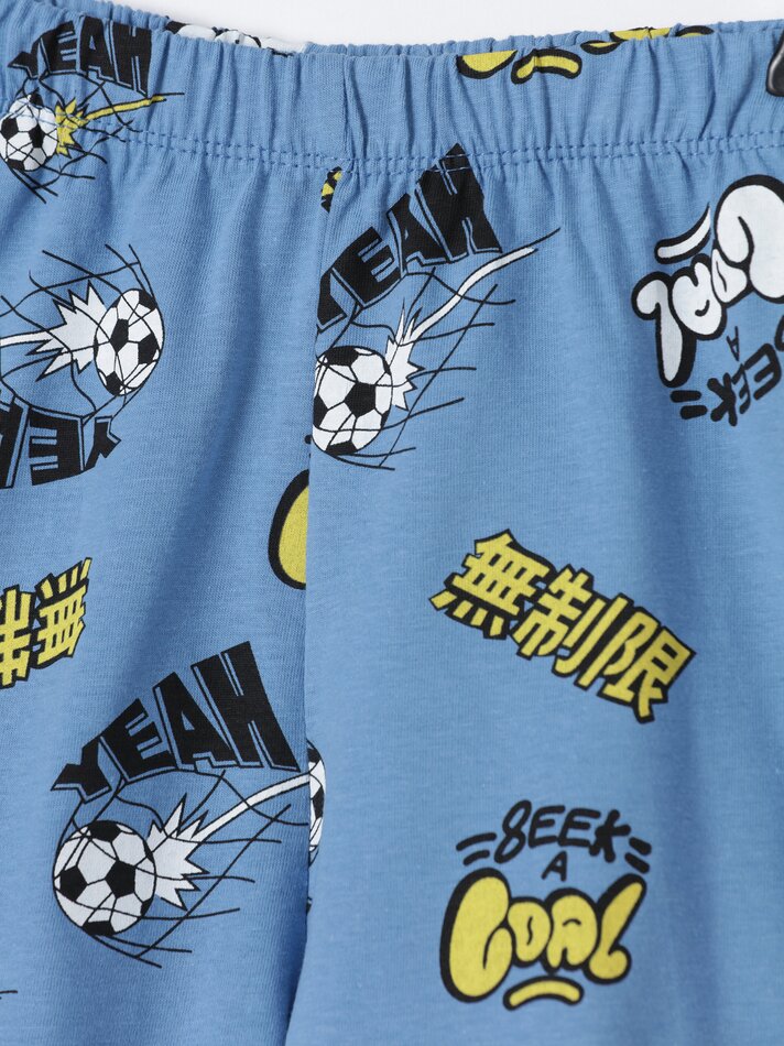 Conjunto de pijama curto estampado - Azul Médio