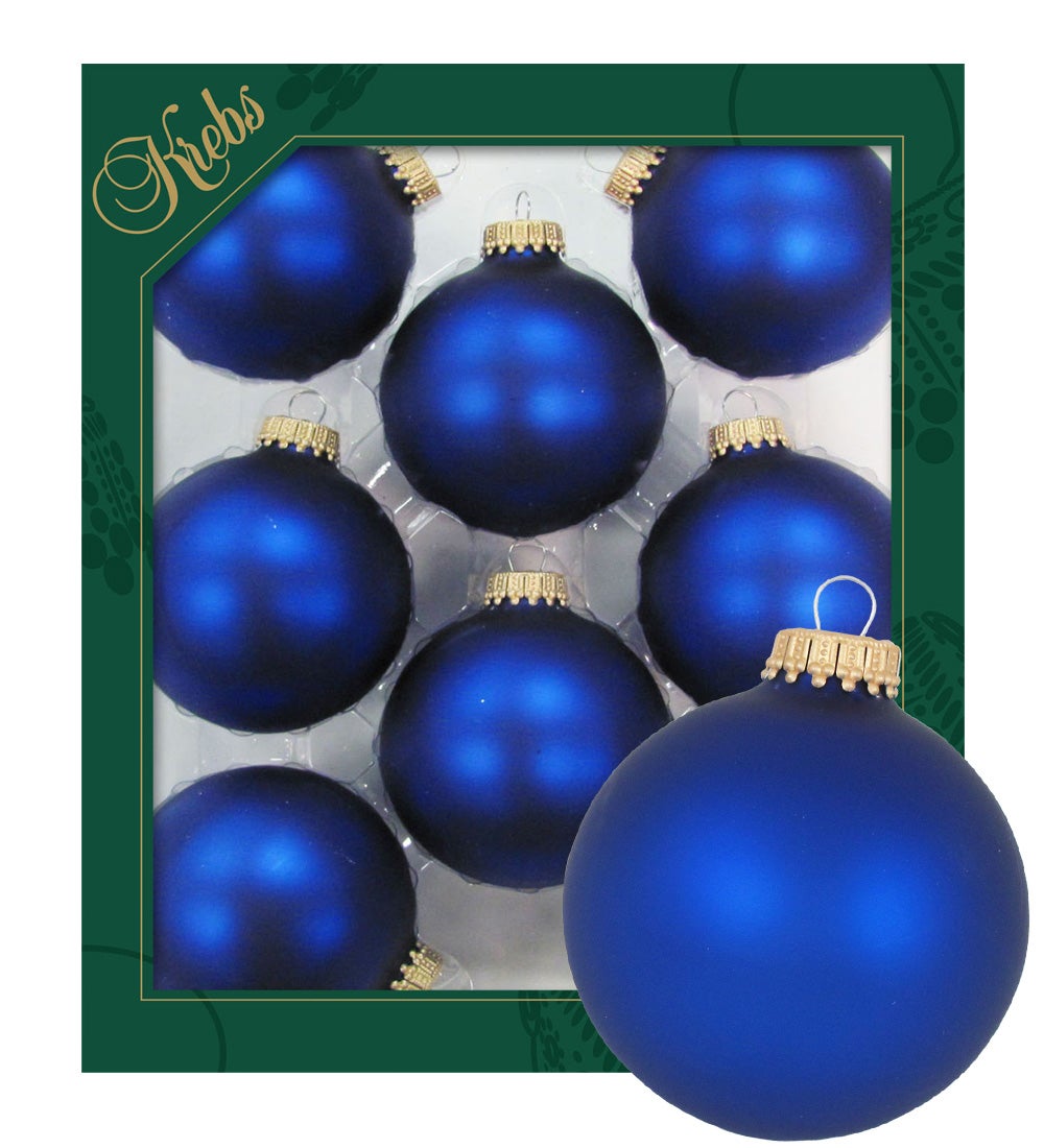 Koningsblauwe matte glazen ballen van 7 cm, effen, 8 stuks, kerstballen, kerstversieringen, kerstversieringen voor de kerstboom