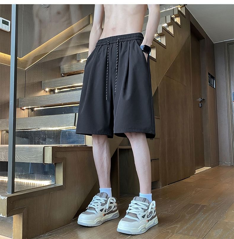 Breeson - Effen shorts met wijde pijpen en trekkoord in de taille