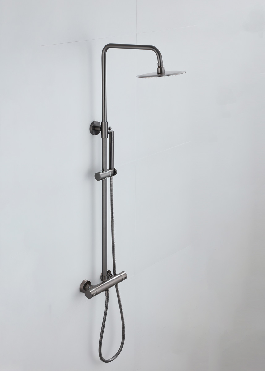 Saniclear Iron opbouw regendouche verouderd ijzer - gunmetal 20cm hoofddouche staaf handdouche
