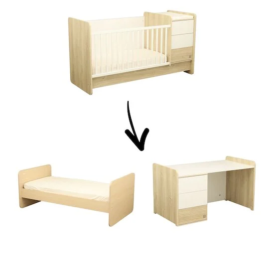 Paloma Lit combiné évolutif   Chêne sépia blanc        70 x 140 cm   de               Sauthon Baby's Sweet Home