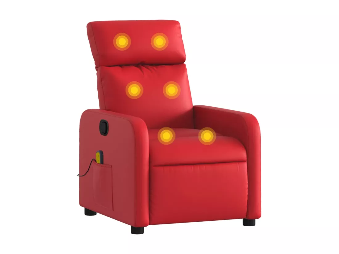 Fauteuil massant inclinable rouge similicuir