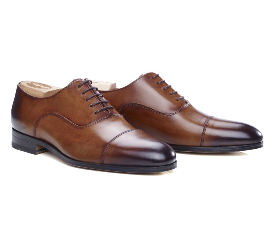 Richelieu Cognac patiné homme semelle cuir - RICKFORD
