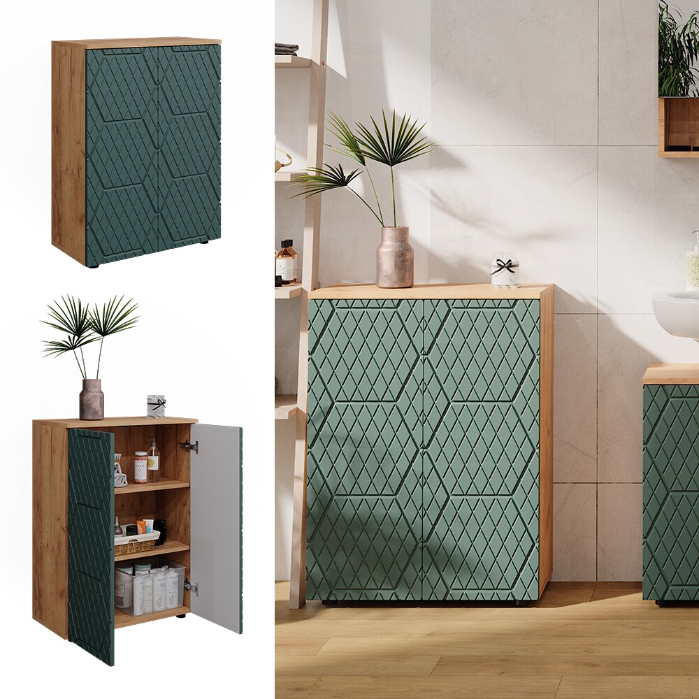 Vicco Badschrank Irma Eiche Grün 60 x 81 cm Badezimmer