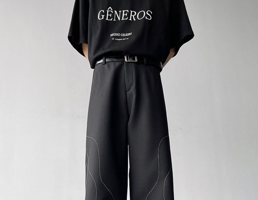 Freehop - Rechte broek met patroon en gemiddelde taille
