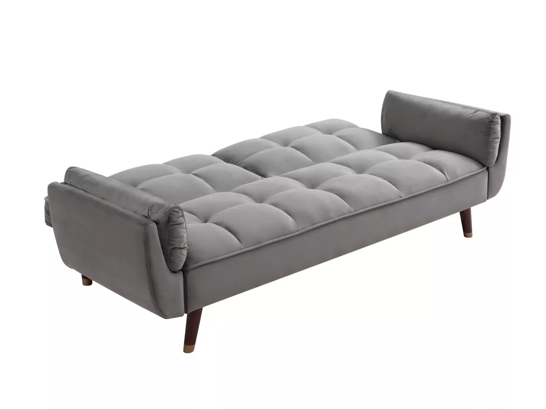 Canapé 3 places convertible clic-clac en velours gris GULCAN