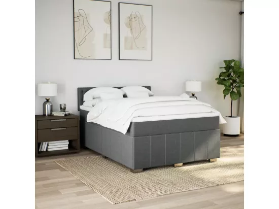 Sommier à lattes de lit avec matelas Gris foncé 140x190cm Tissu