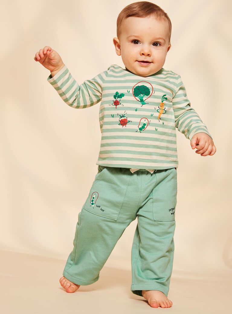 Pantalon en molleton vert amande
