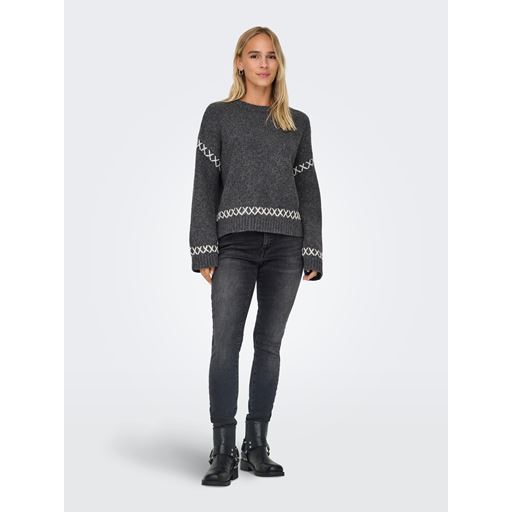 ONLY Amanda Striktrøje, Dark Grey Melange, XS
