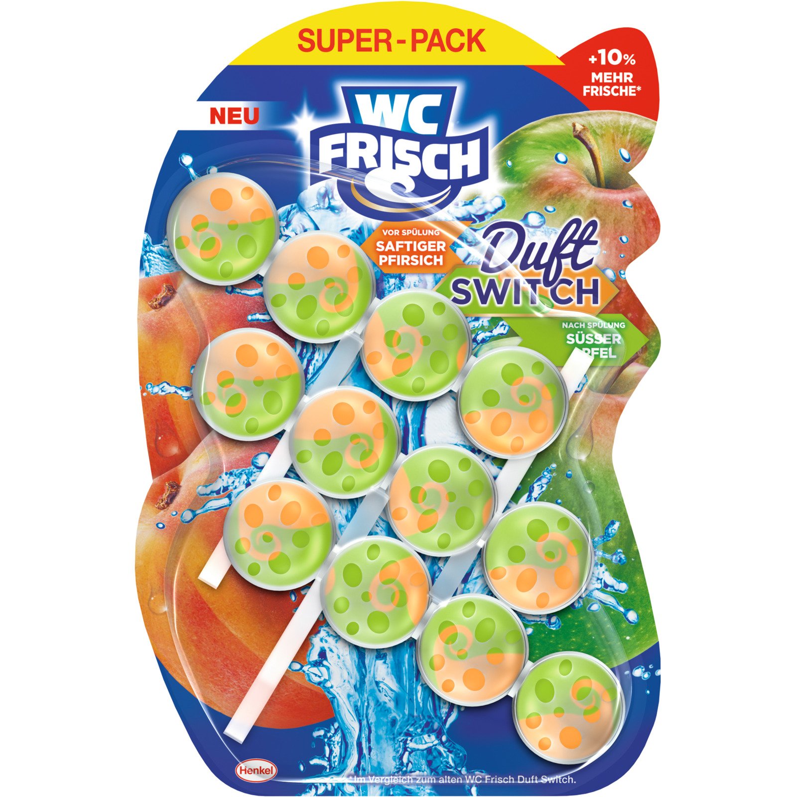 WC Frisch Einhänger Duft Switch Pfirsich & Apfel 3 x 50 g